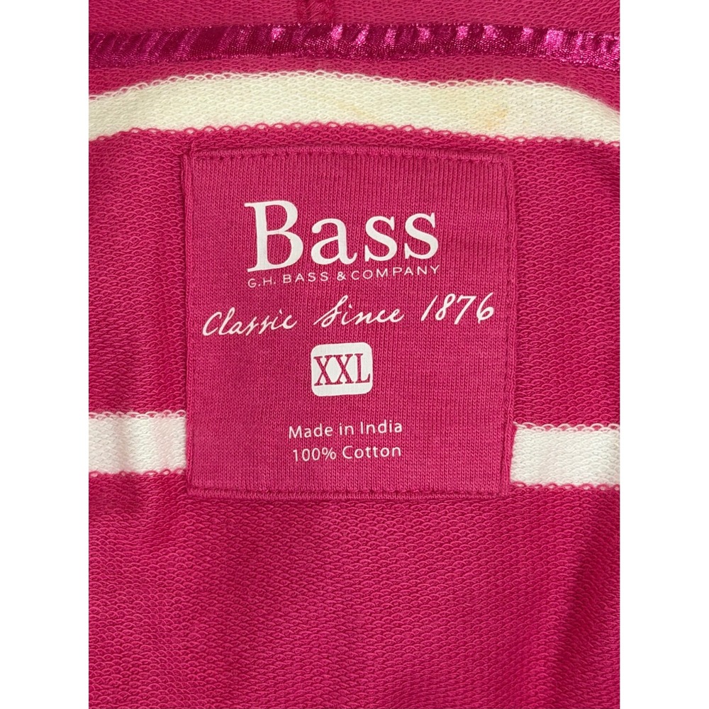 G.H. Bass Womens XXL Zip Up Hoodie Lilac Rose Pink White Striped 100% Cotton NEW - Picture 3 of 7